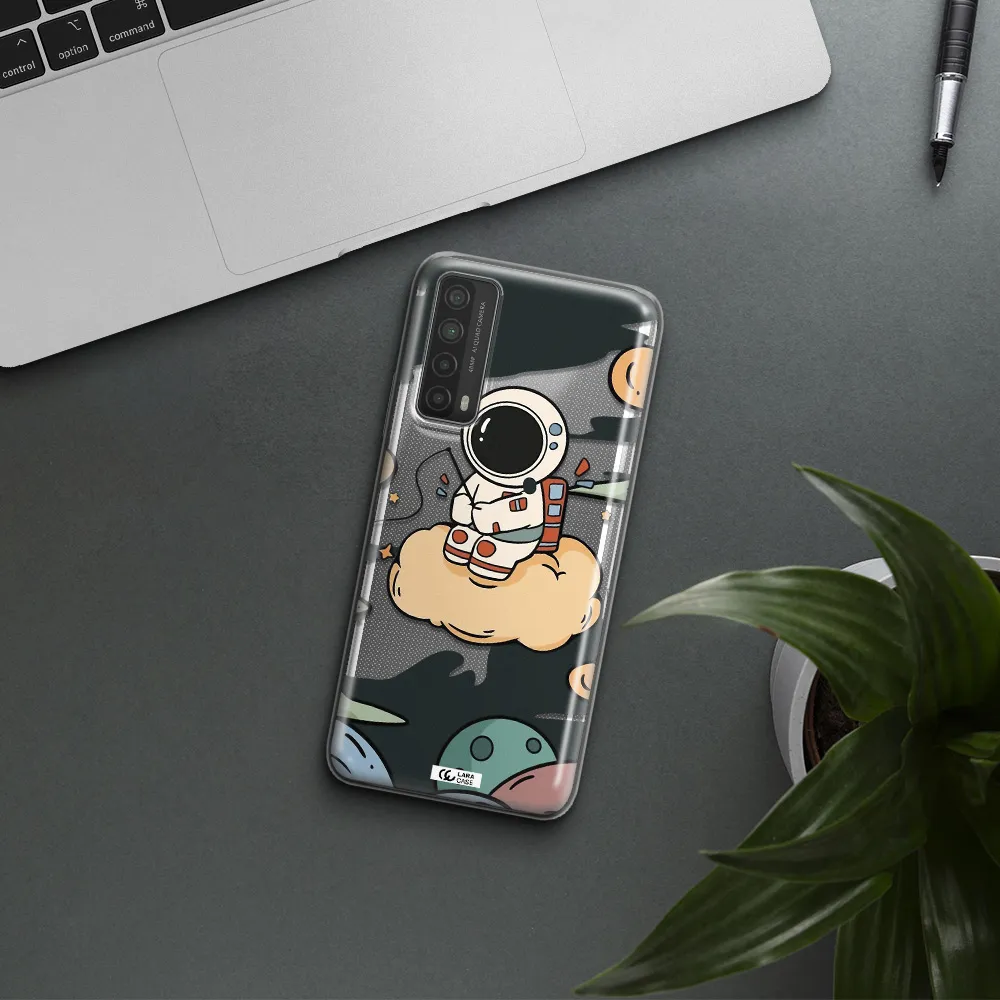 a cartoon astronaut sitting on a cloud Huawei P Smart 2021 Clear TPU Case