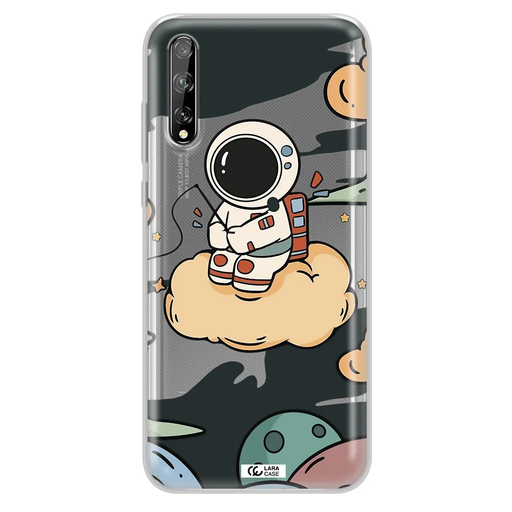 a cartoon astronaut sitting on a cloud Huawei P Smart S Clear TPU Case
