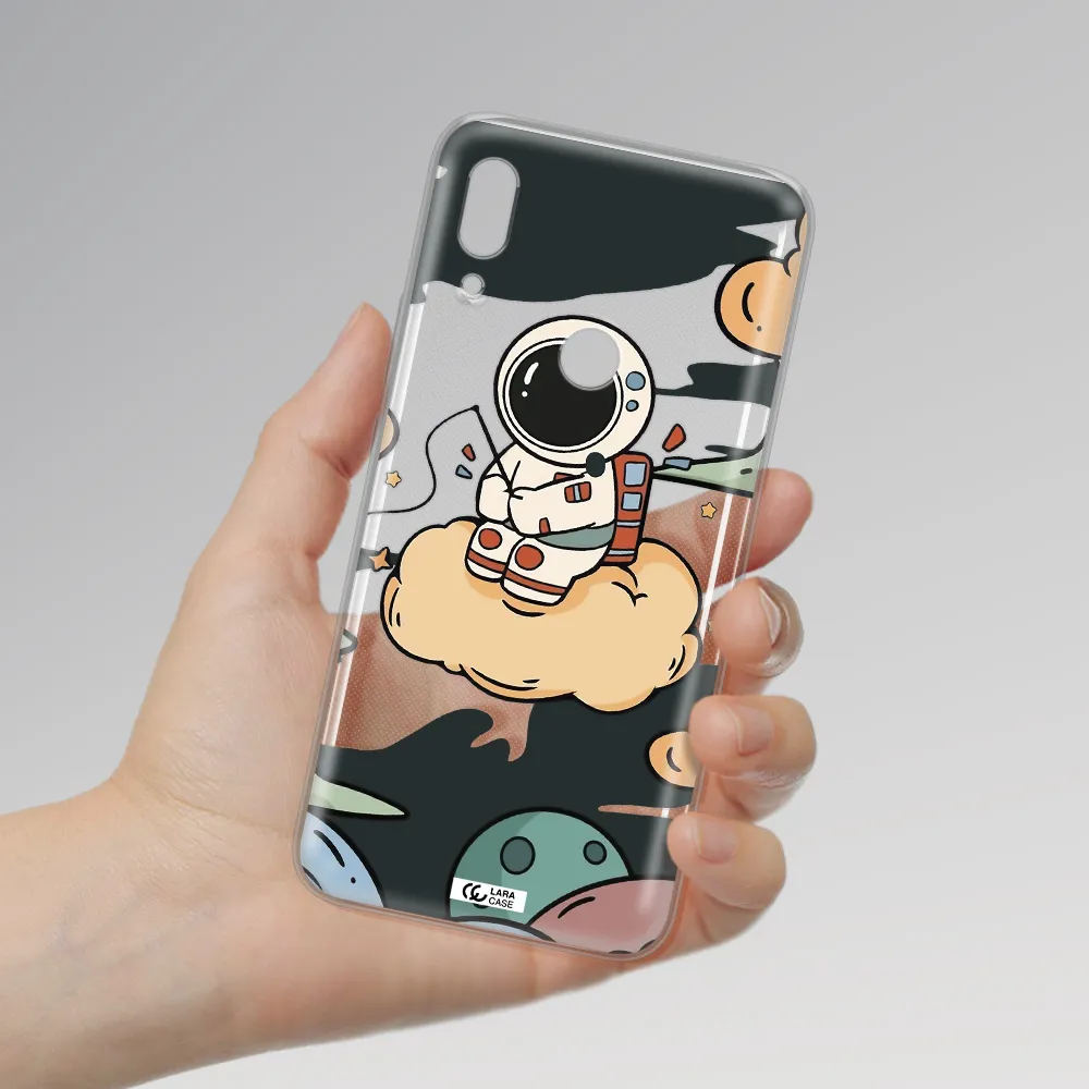 a cartoon astronaut sitting on a cloud Huawei P Smart Z Clear TPU Case