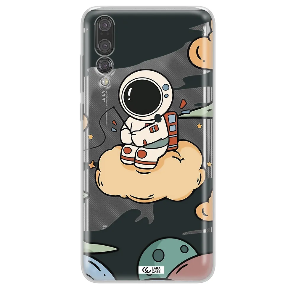 a cartoon astronaut sitting on a cloud Huawei P20 Pro Clear TPU Case