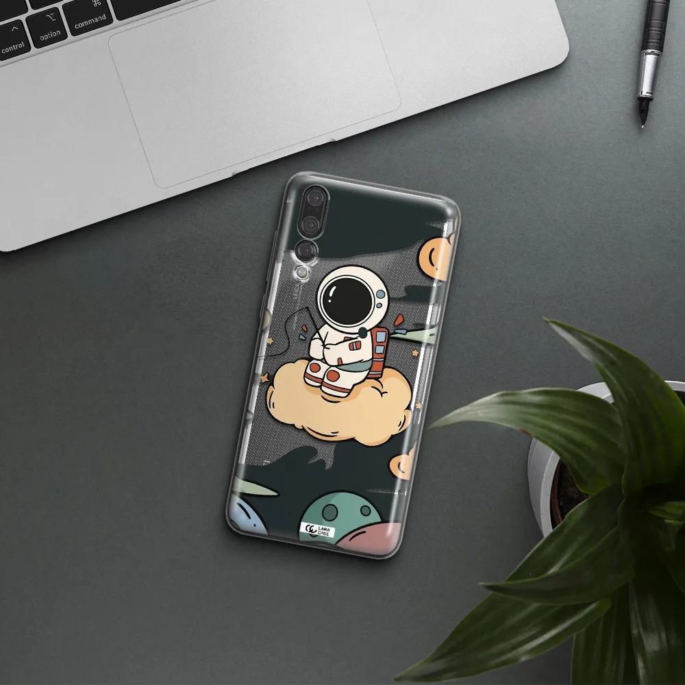 a cartoon astronaut sitting on a cloud Huawei P20 Pro Clear TPU Case