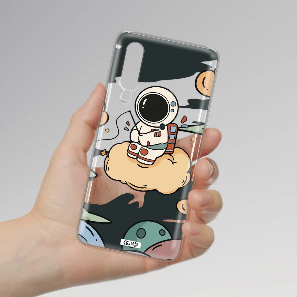 a cartoon astronaut sitting on a cloud Huawei P30 Clear TPU Case