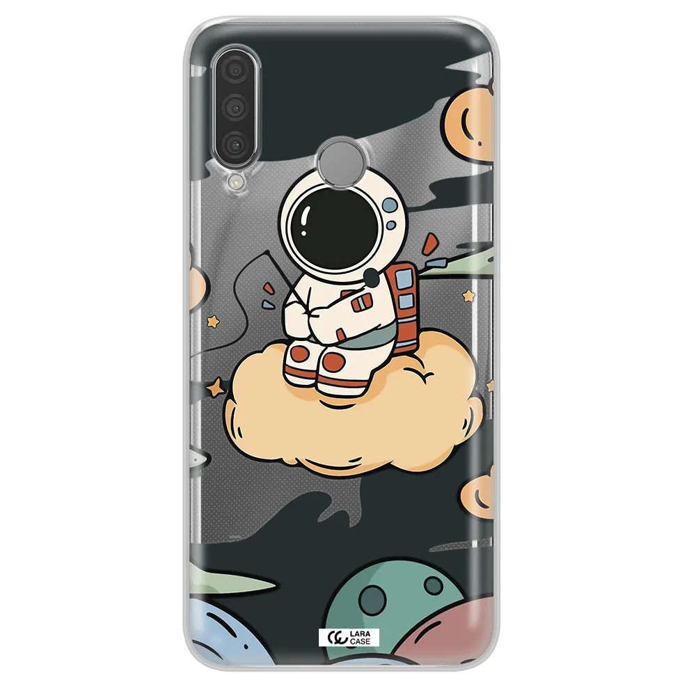 a cartoon astronaut sitting on a cloud Huawei P30 Lite Clear TPU Case