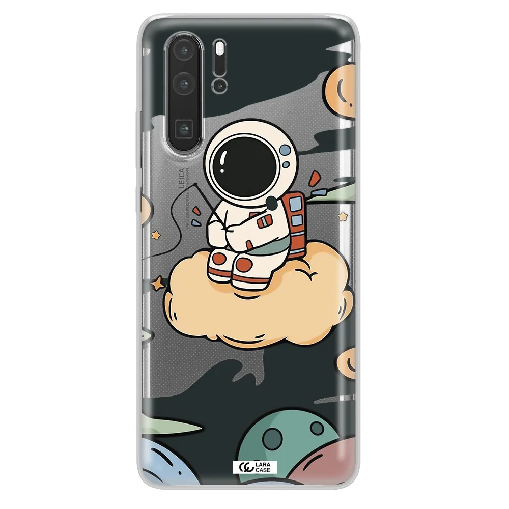 a cartoon astronaut sitting on a cloud Huawei P30 Pro Clear TPU Case