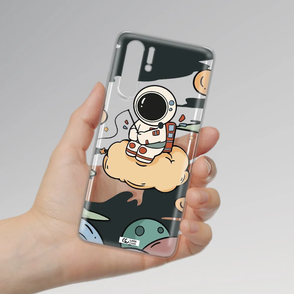 a cartoon astronaut sitting on a cloud Huawei P30 Pro Clear TPU Case