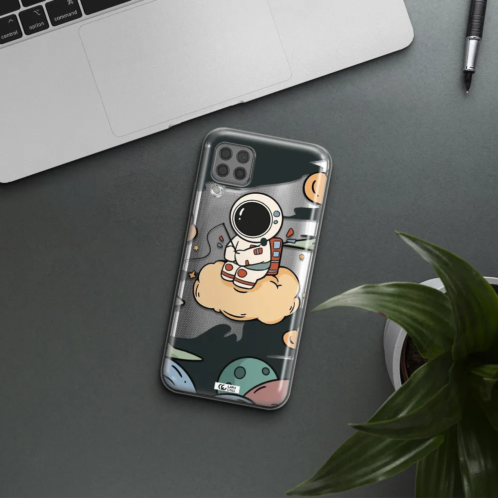 a cartoon astronaut sitting on a cloud Huawei P40 Lite Clear TPU Case