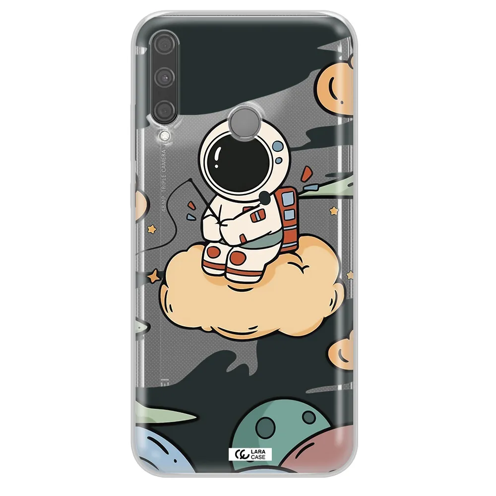a cartoon astronaut sitting on a cloud Huawei P40 Lite E Clear TPU Case