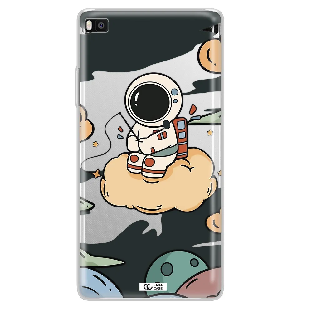 a cartoon astronaut sitting on a cloud Huawei P8 Clear TPU Case