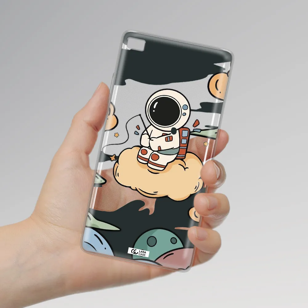 a cartoon astronaut sitting on a cloud Huawei P8 Clear TPU Case