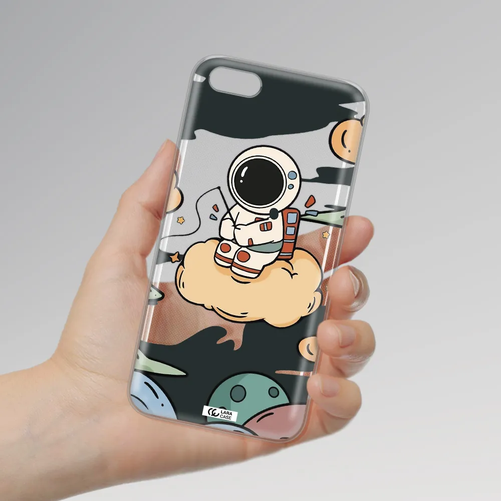 a cartoon astronaut sitting on a cloud Huawei Y5 2018 Clear TPU Case