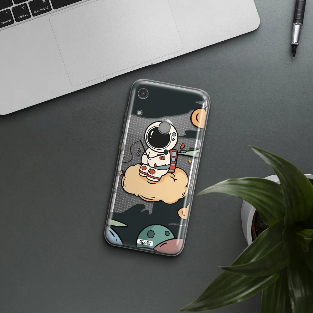 a cartoon astronaut sitting on a cloud Huawei Y6S Clear TPU Case