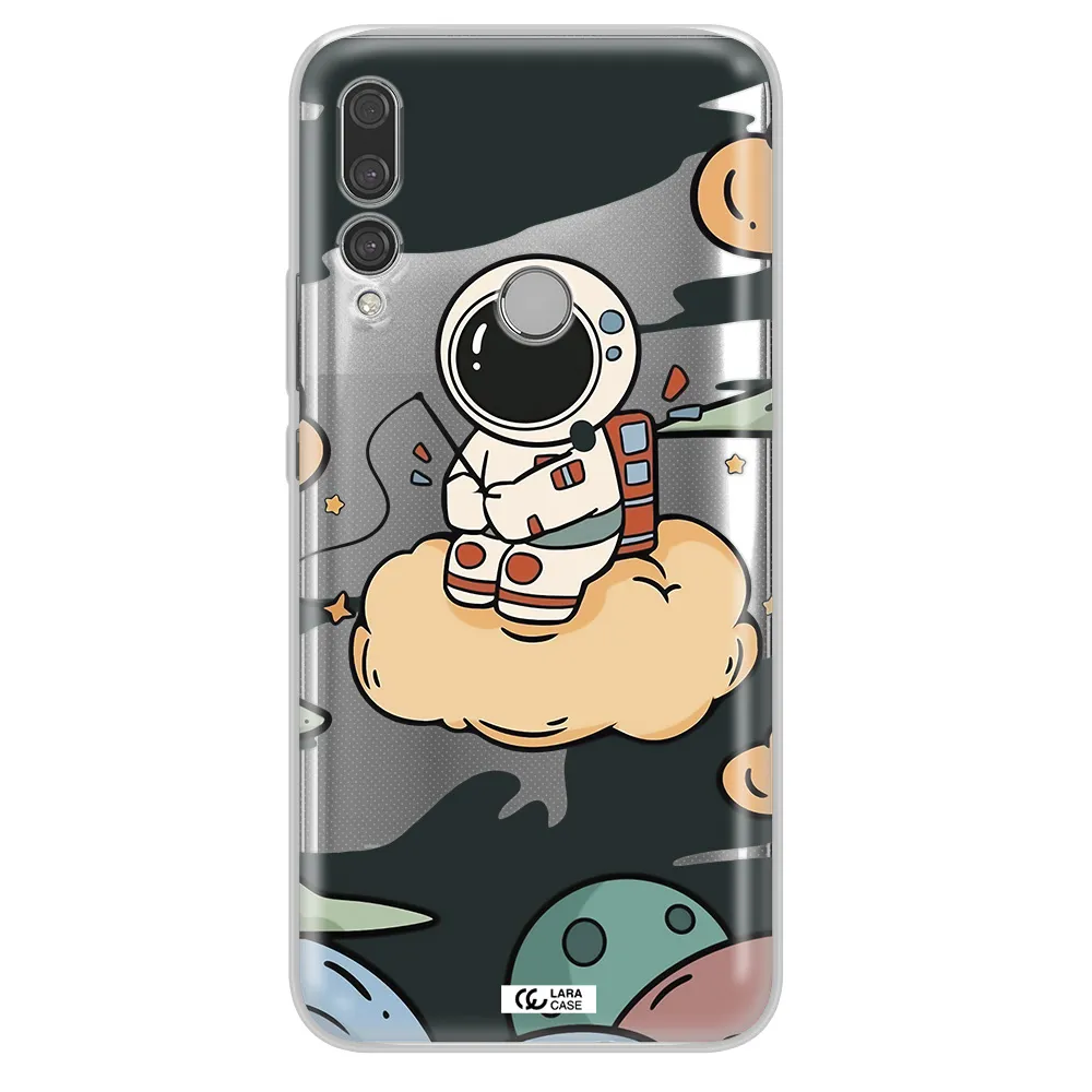 a cartoon astronaut sitting on a cloud Huawei Y9 Prime 2019 Clear TPU Case