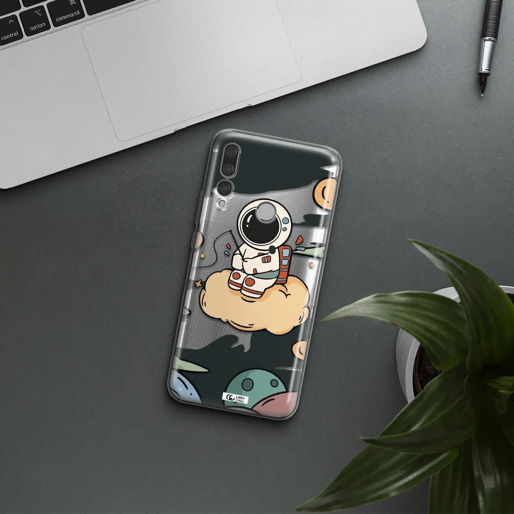 a cartoon astronaut sitting on a cloud Huawei Y9 Prime 2019 Clear TPU Case
