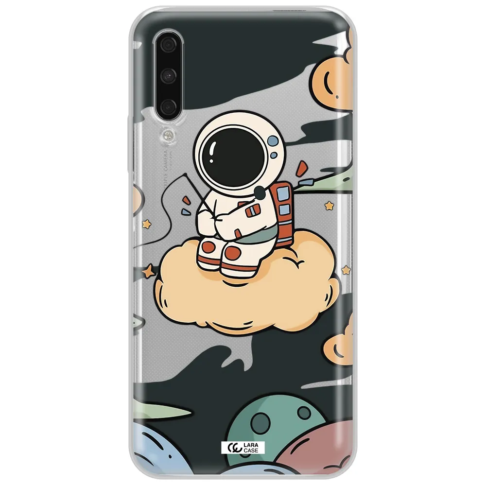 A Cartoon Astronaut Sitting On A Cloud Huawei Y9S Clear Tpu Case