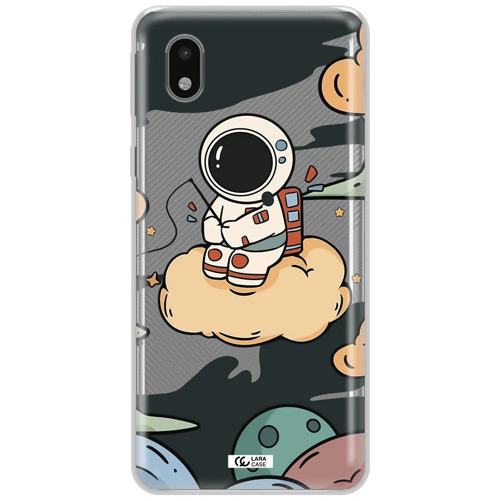 A Cartoon Astronaut Sitting On A Cloud Samsung A01 Core Clear Tpu Case