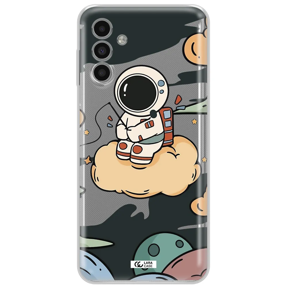 A Cartoon Astronaut Sitting On A Cloud Samsung A13 5G Clear Tpu Case