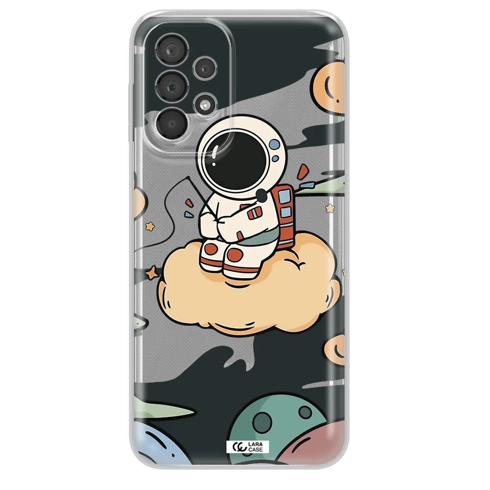 A Cartoon Astronaut Sitting On A Cloud Samsung A23 5G Clear Tpu Case