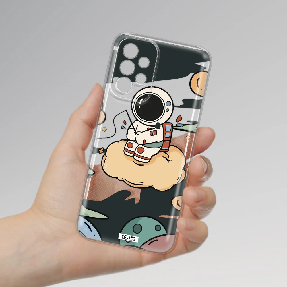 A Cartoon Astronaut Sitting On A Cloud Samsung A23 5G Clear Tpu Case