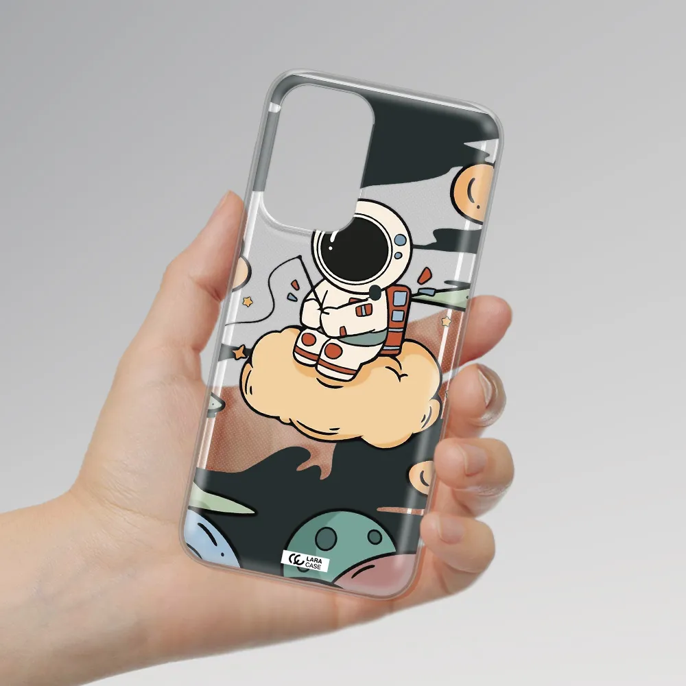 a cartoon astronaut sitting on a cloud Samsung A33 Clear TPU Case