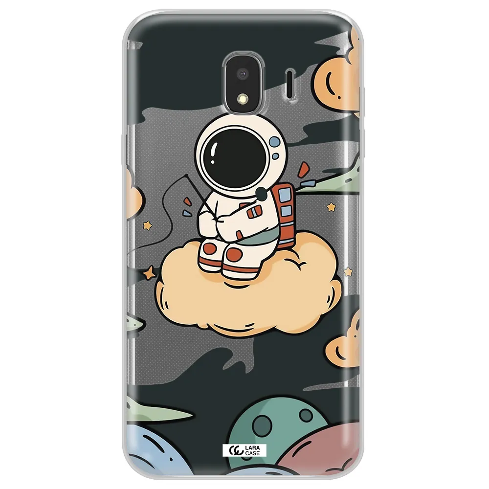 a cartoon astronaut sitting on a cloud Samsung J4 Clear TPU Case