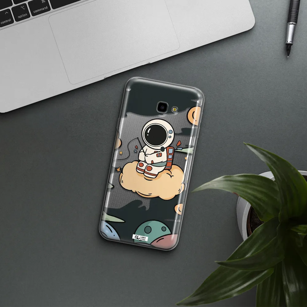 a cartoon astronaut sitting on a cloud Samsung J4 Plus Clear TPU Case