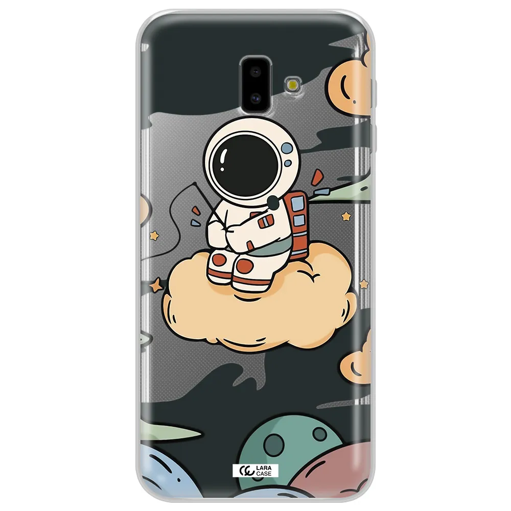 a cartoon astronaut sitting on a cloud Samsung J6 Plus Clear TPU Case