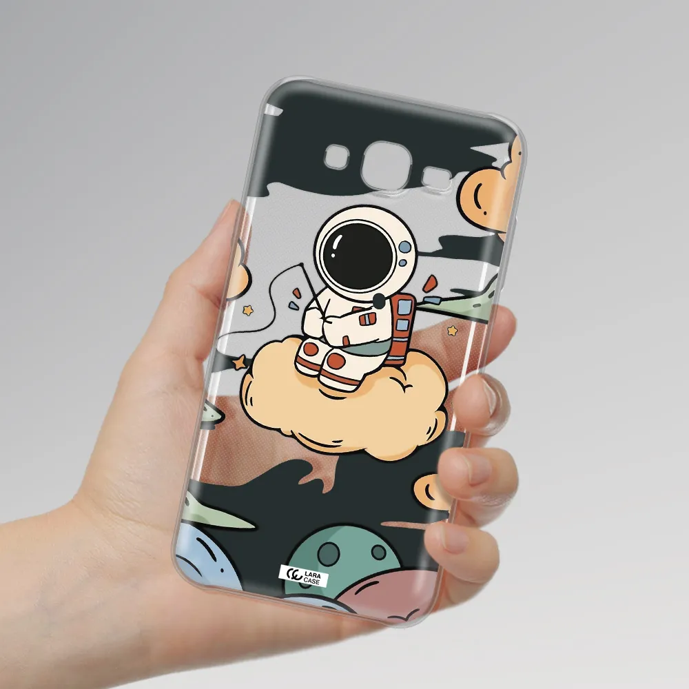 a cartoon astronaut sitting on a cloud Samsung J7 Clear TPU Case