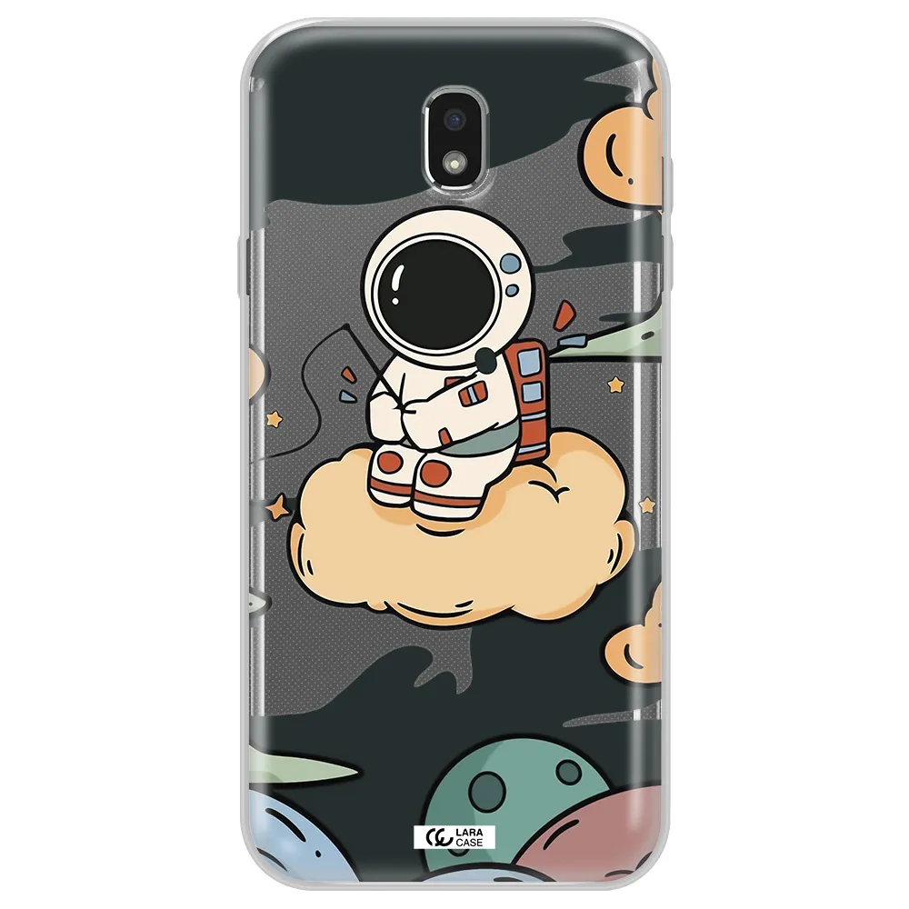 a cartoon astronaut sitting on a cloud Samsung J7 Pro Clear TPU Case