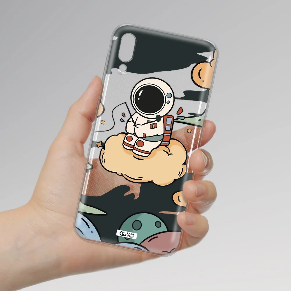 a cartoon astronaut sitting on a cloud Samsung M10 Clear TPU Case