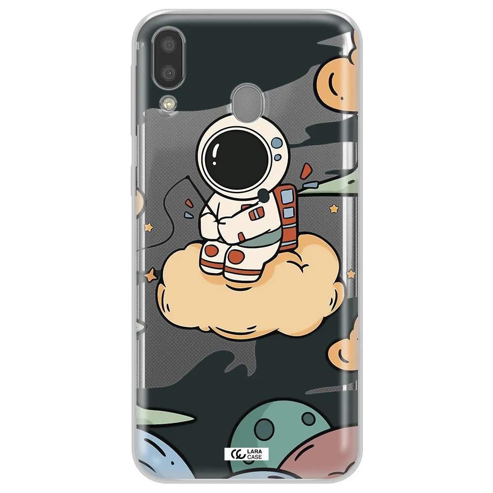 a cartoon astronaut sitting on a cloud Samsung M20 Clear TPU Case
