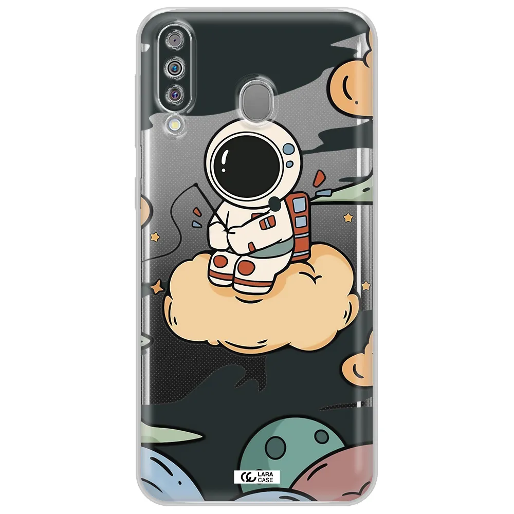 a cartoon astronaut sitting on a cloud Samsung M30 Clear TPU Case