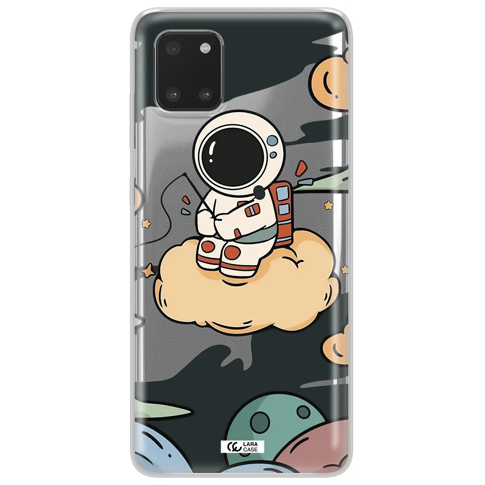 a cartoon astronaut sitting on a cloud Samsung Note 10 Lite Clear TPU Case