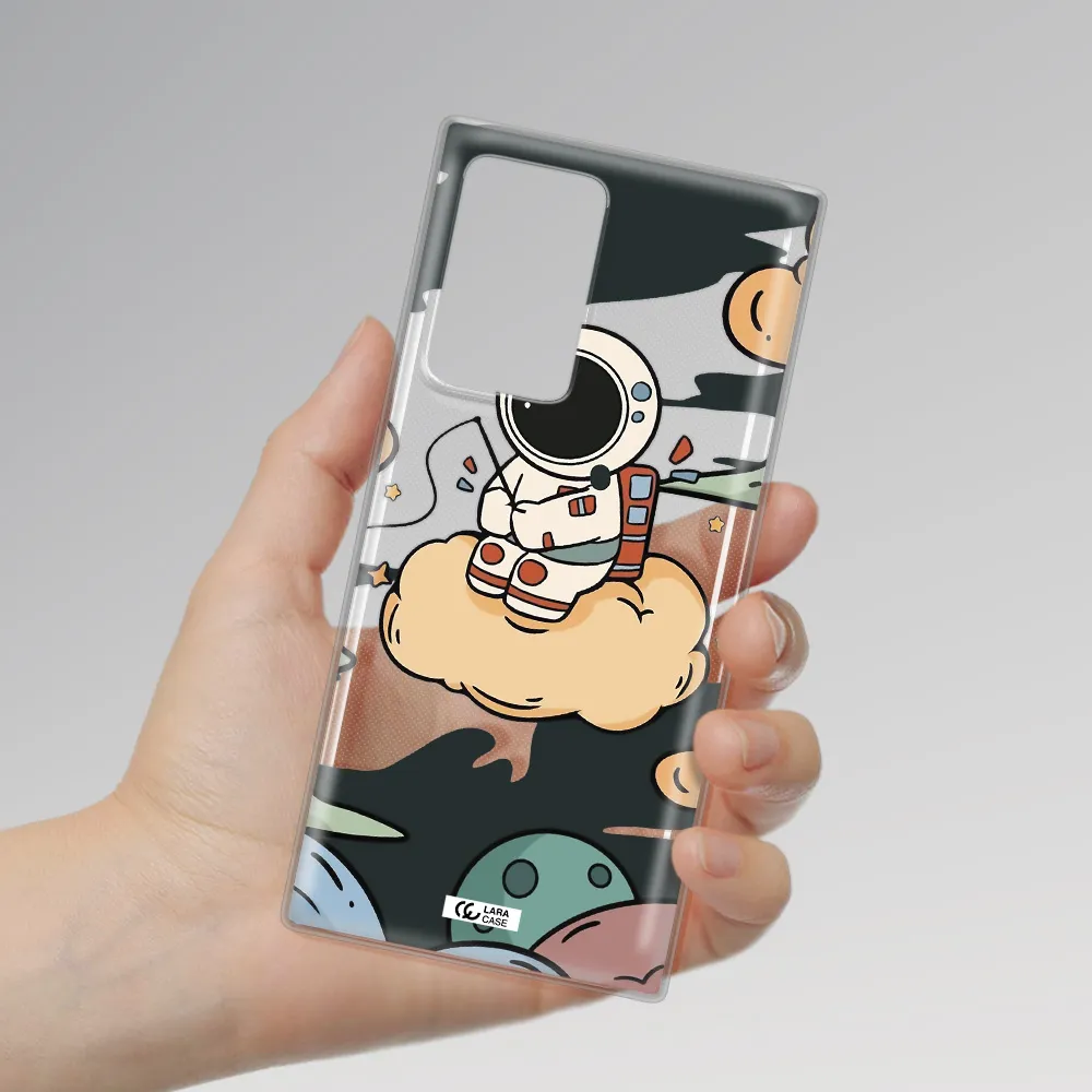 a cartoon astronaut sitting on a cloud Samsung Note 20 Ultra Clear TPU Case