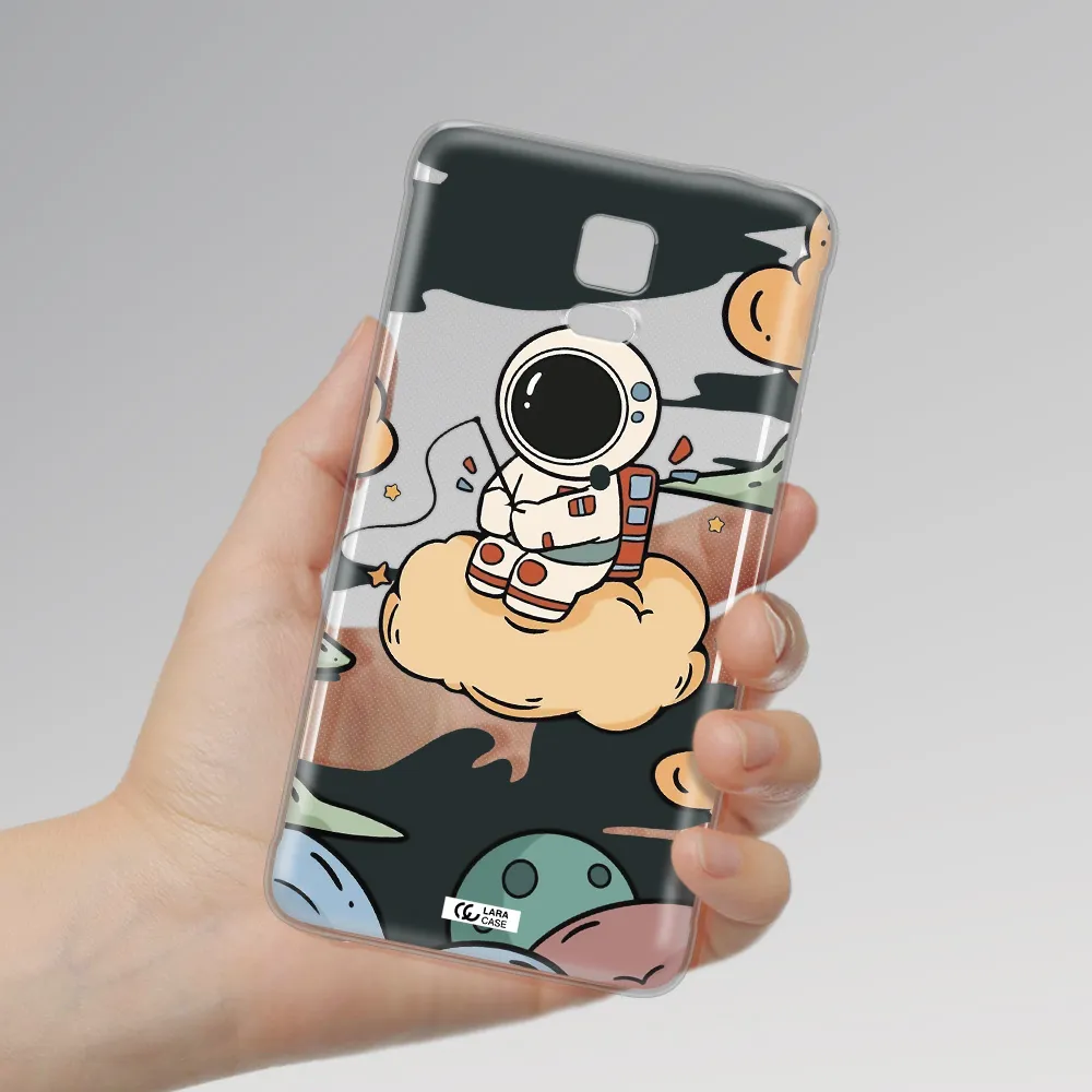a cartoon astronaut sitting on a cloud Samsung Note 4 Clear TPU Case