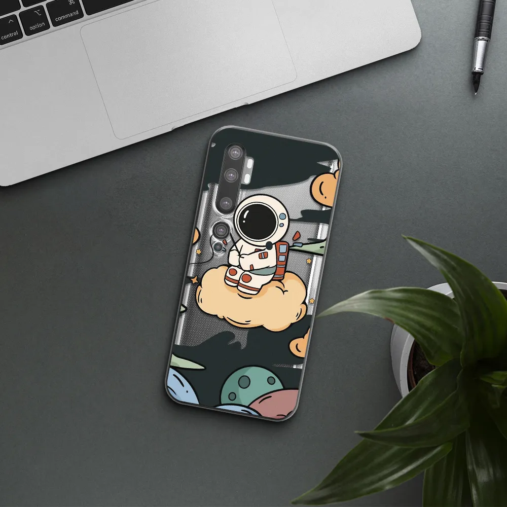 a cartoon astronaut sitting on a cloud Xiaomi Mi Note 10 Clear TPU Case