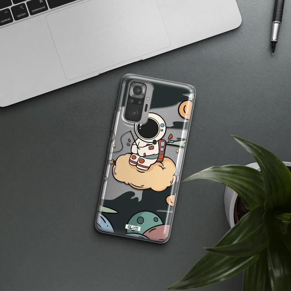 a cartoon astronaut sitting on a cloud Xiaomi Note 10 Pro Clear TPU Case