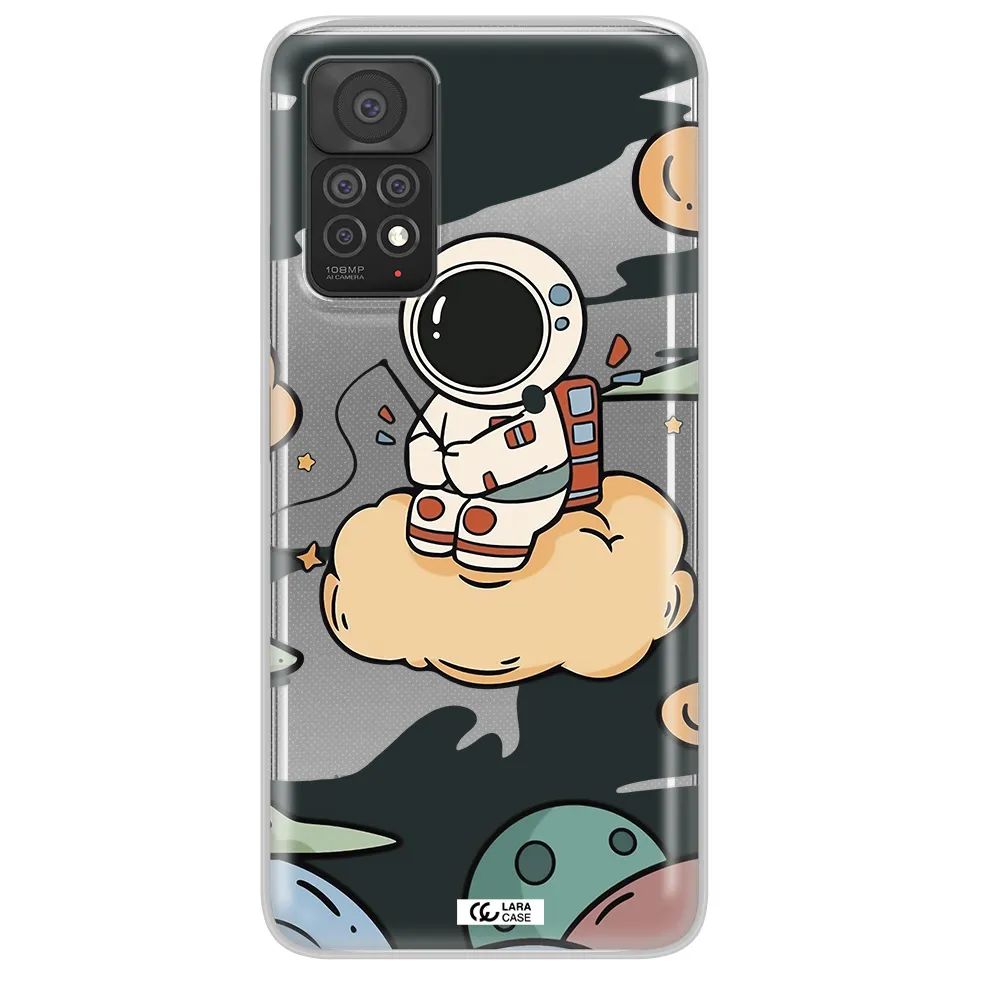 a cartoon astronaut sitting on a cloud Xiaomi Note 11 Pro Clear TPU Case