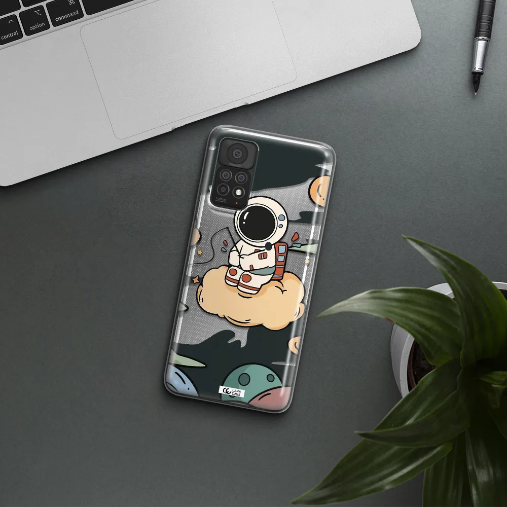 a cartoon astronaut sitting on a cloud Xiaomi Note 11 Pro Clear TPU Case