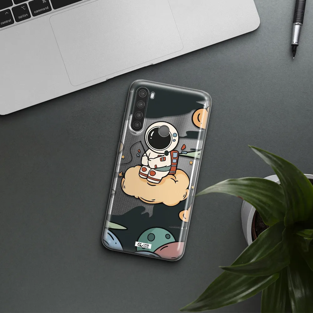 a cartoon astronaut sitting on a cloud Xiaomi Note 8 Clear TPU Case