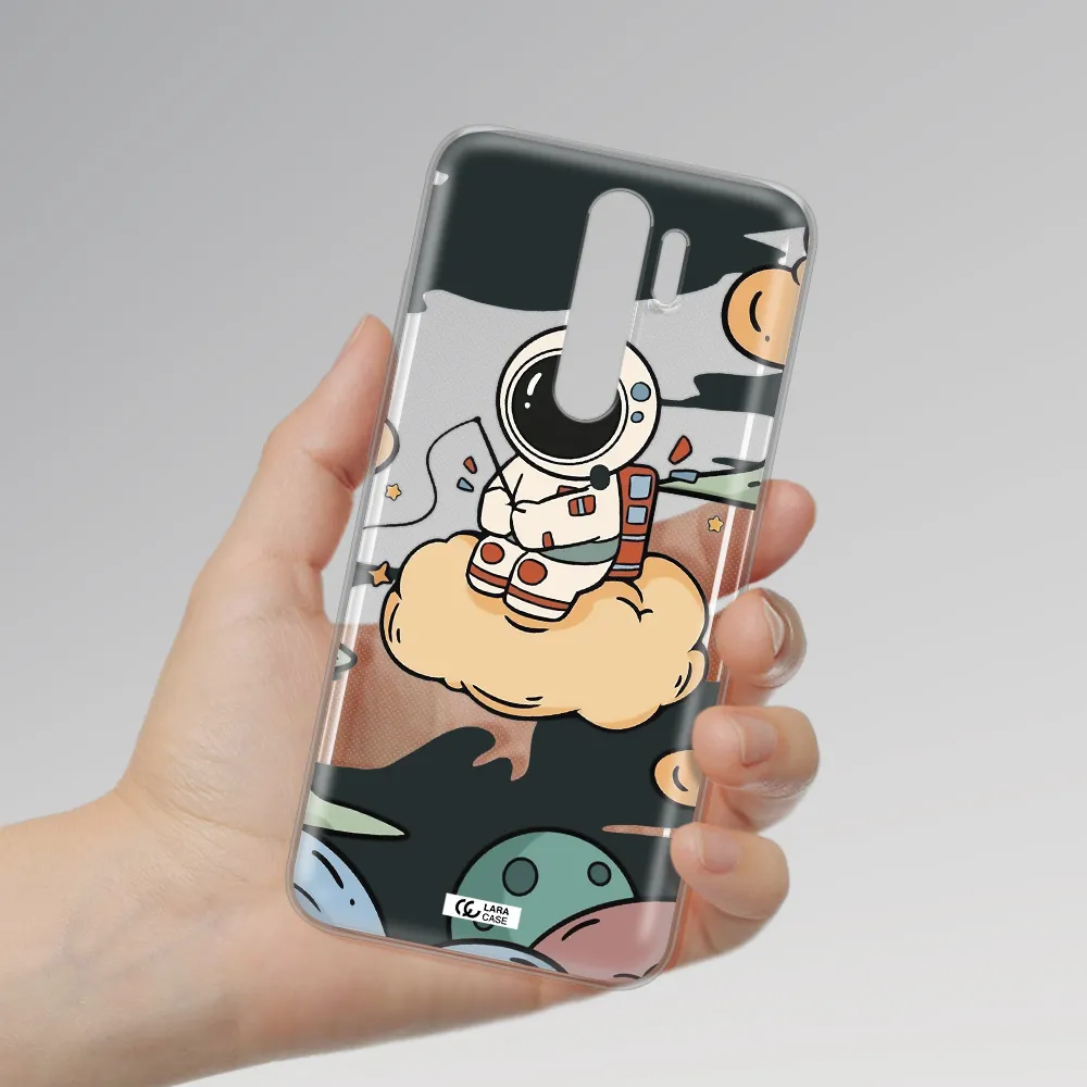 a cartoon astronaut sitting on a cloud Xiaomi Note 8 Pro Clear TPU Case