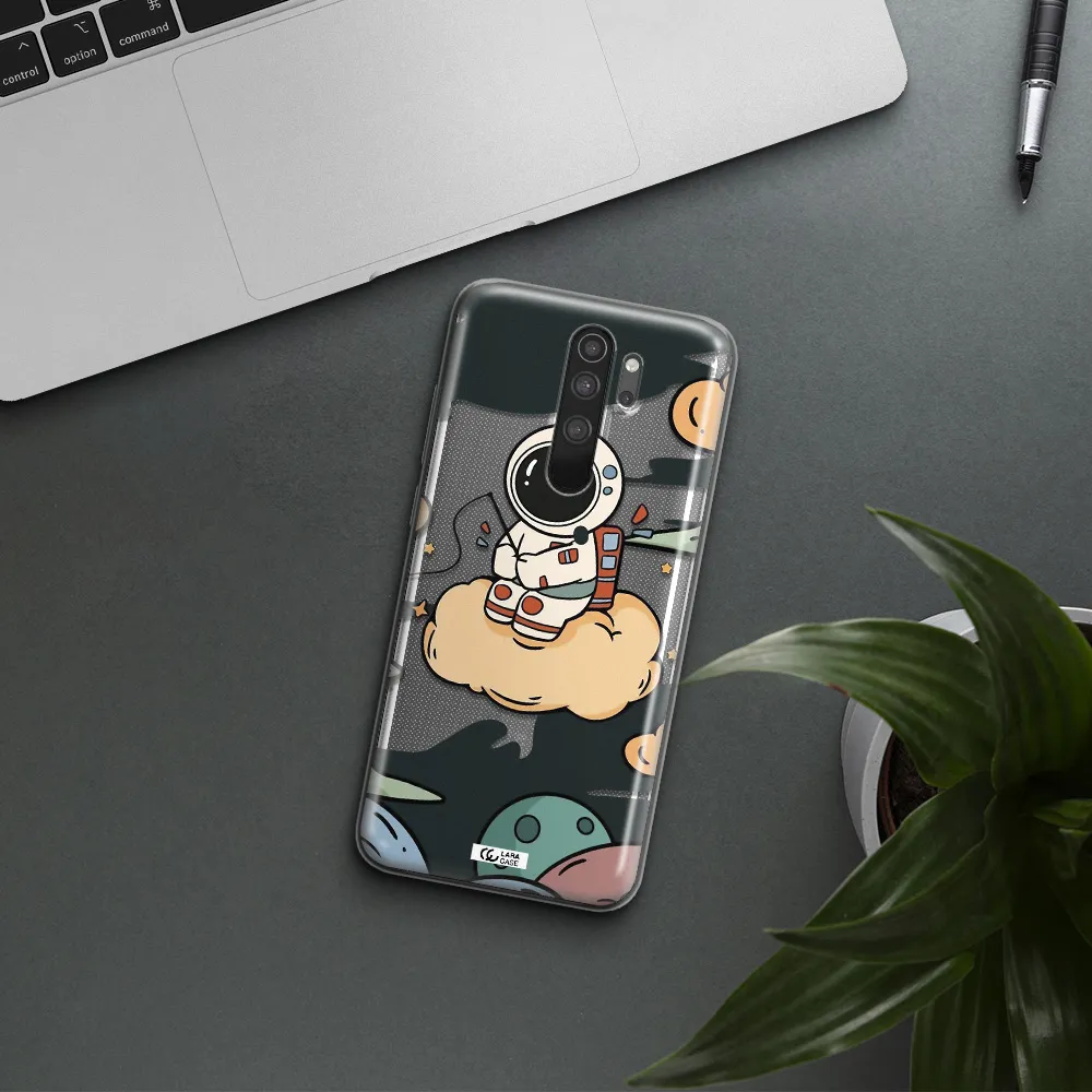 a cartoon astronaut sitting on a cloud Xiaomi Note 8 Pro Clear TPU Case