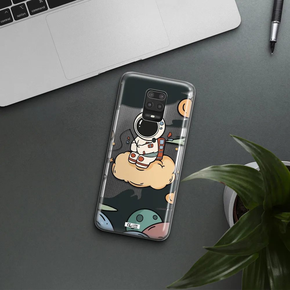 a cartoon astronaut sitting on a cloud Xiaomi Note 9S Clear TPU Case