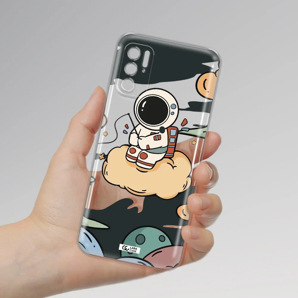 A Cartoon Astronaut Sitting On A Cloud Xiaomi Poco M3 Pro Clear Tpu Case