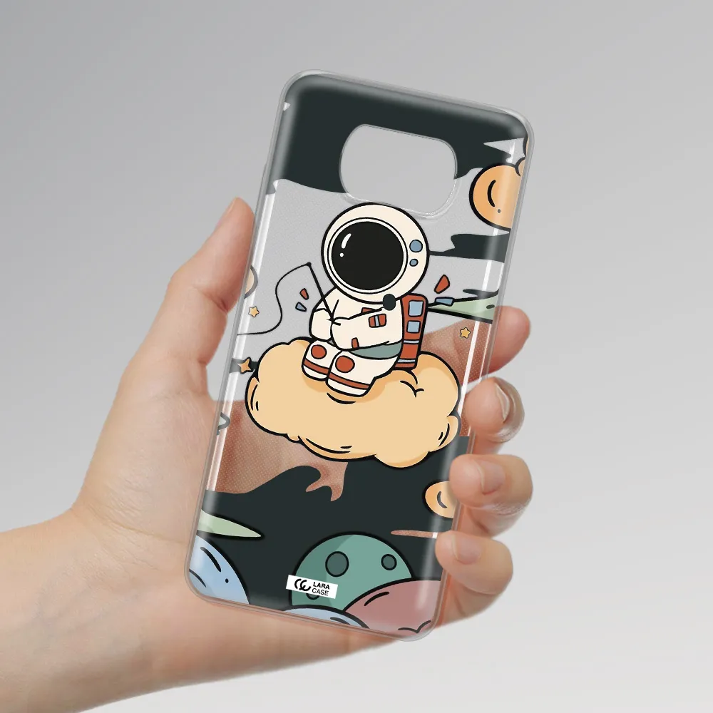 a cartoon astronaut sitting on a cloud Xiaomi Poco X3 Clear TPU Case