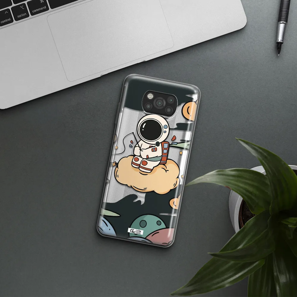 a cartoon astronaut sitting on a cloud Xiaomi Poco X3 Clear TPU Case