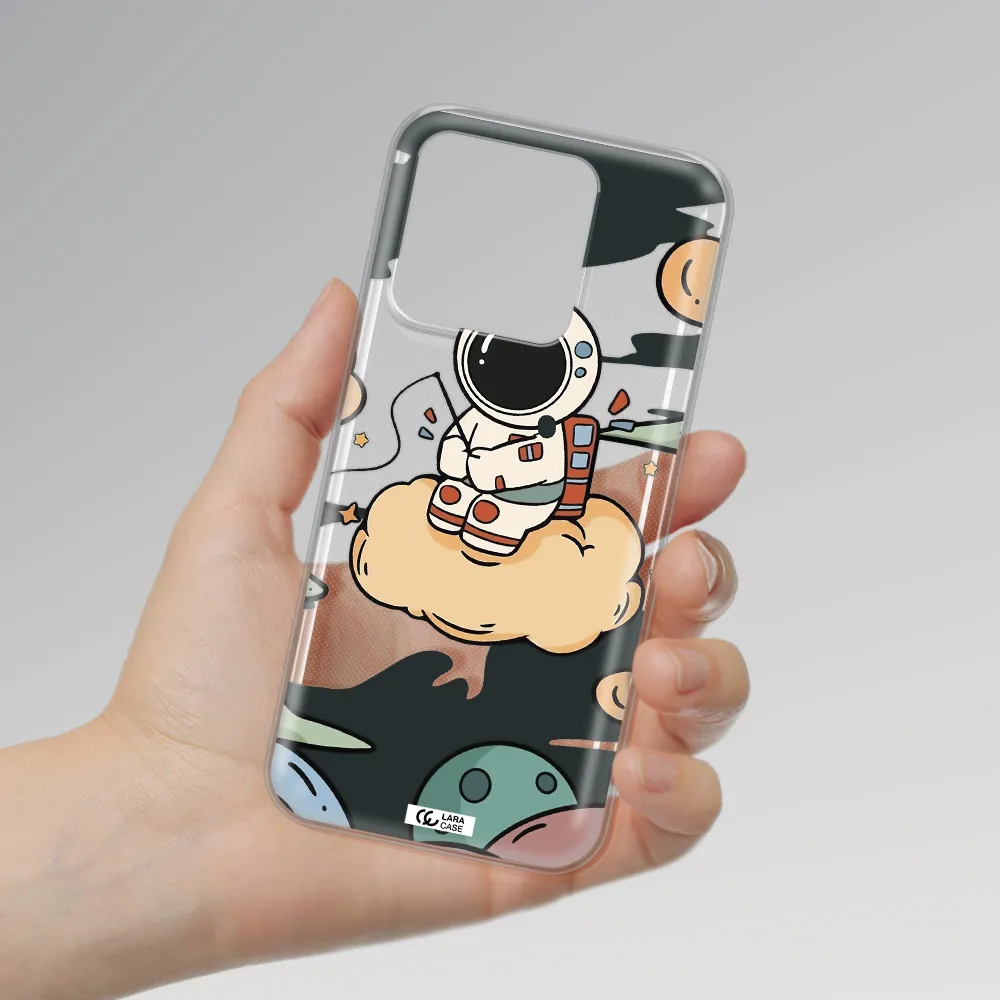 a cartoon astronaut sitting on a cloud Xiaomi Redmi 10A Clear TPU Case