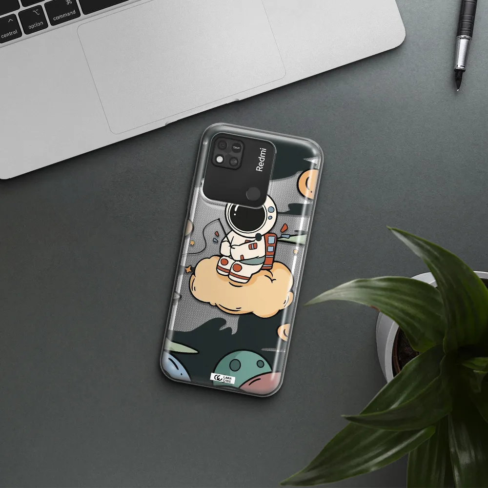 a cartoon astronaut sitting on a cloud Xiaomi Redmi 10A Clear TPU Case