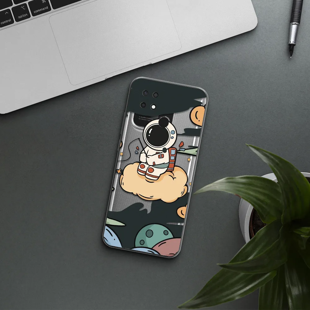 a cartoon astronaut sitting on a cloud Xiaomi Redmi 10C Clear TPU Case