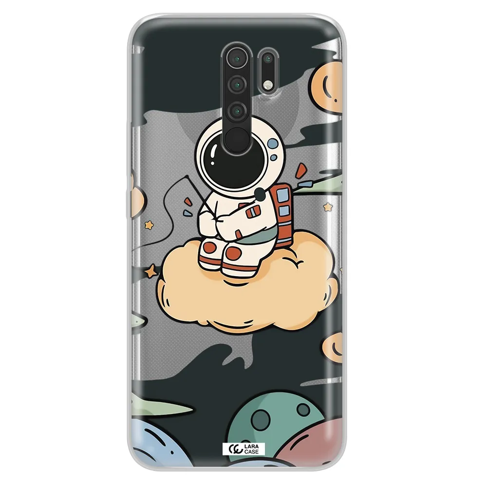a cartoon astronaut sitting on a cloud Xiaomi Redmi 9 Clear TPU Case