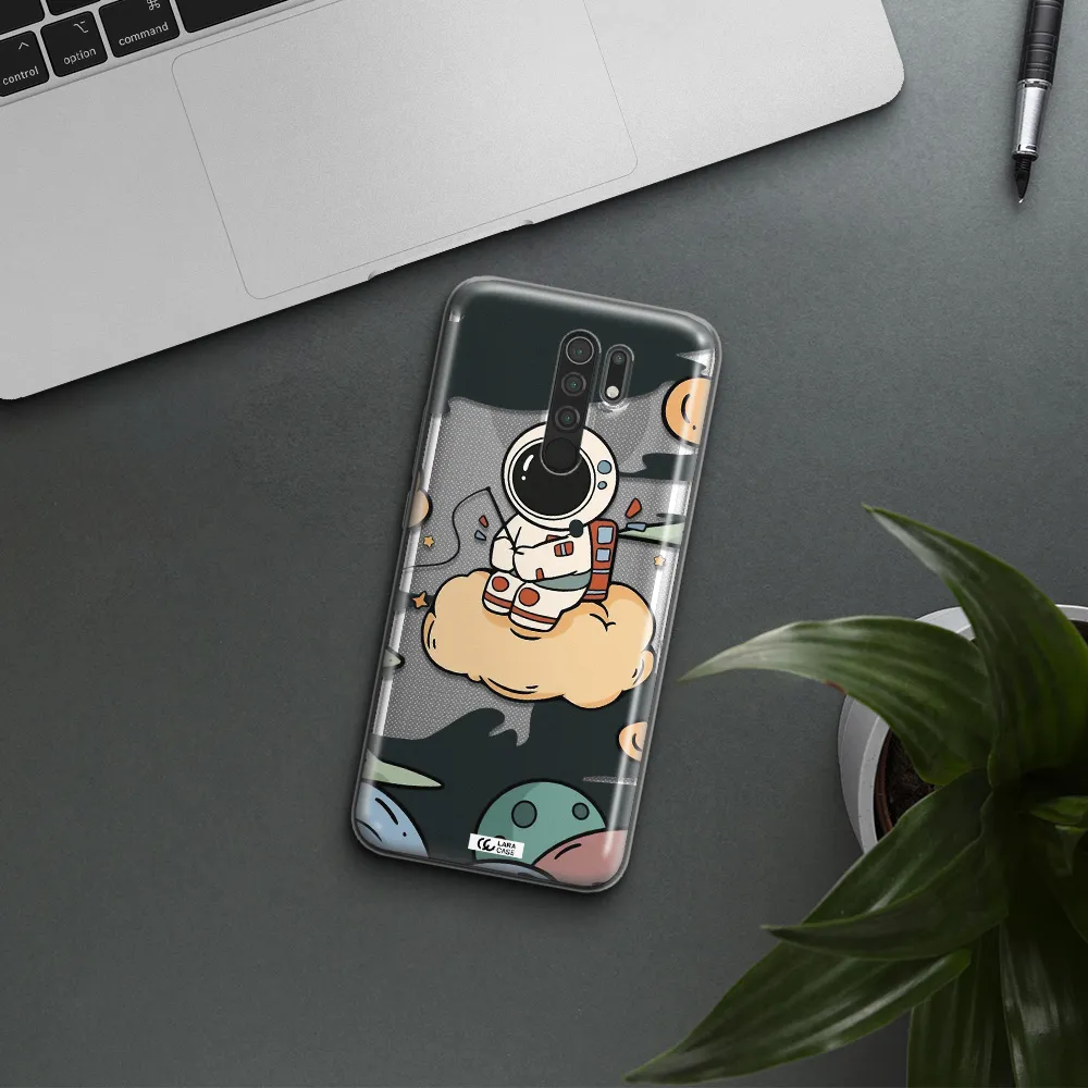 a cartoon astronaut sitting on a cloud Xiaomi Redmi 9 Clear TPU Case